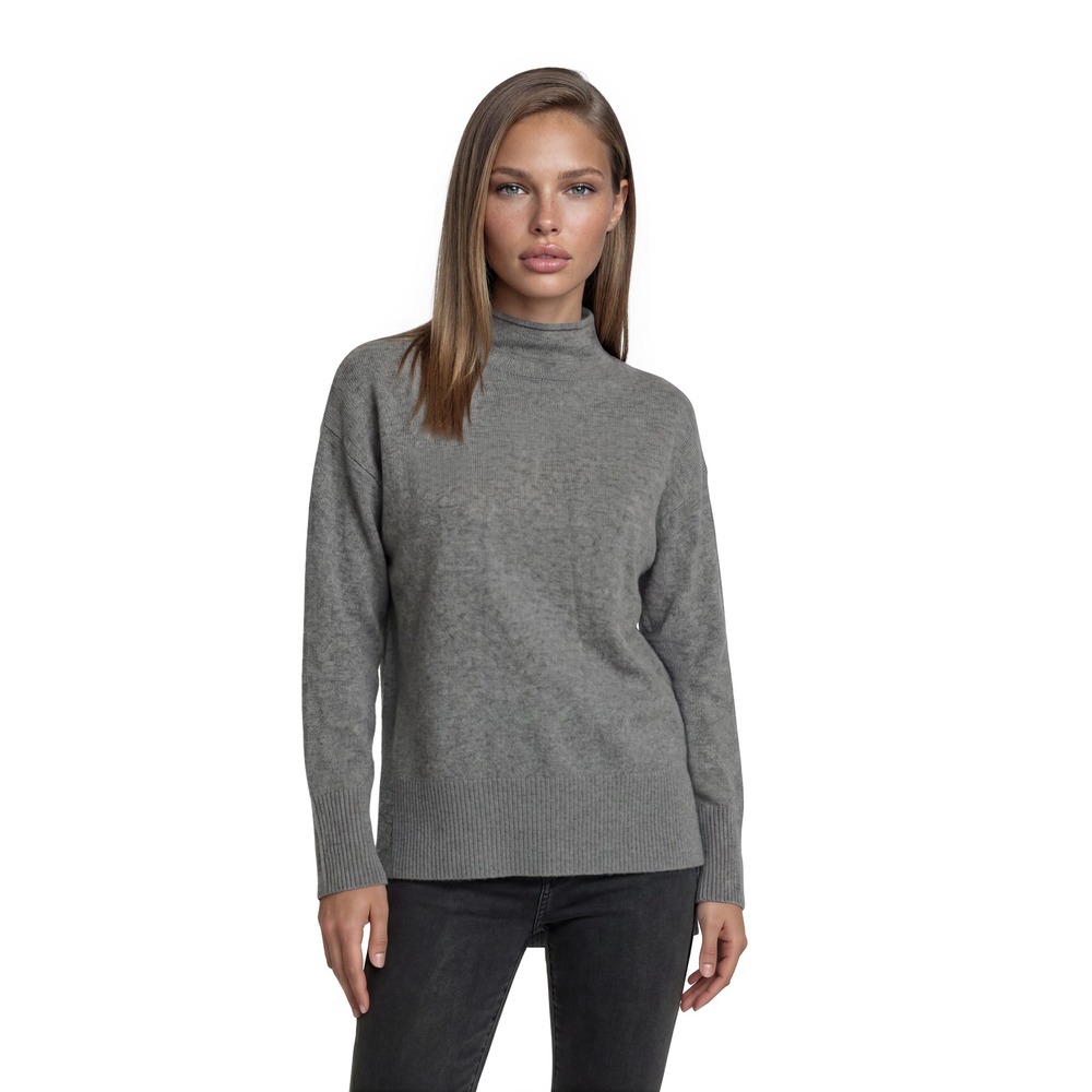 Moth Anthropologie Sweater Women's Size Small Gray Mock Neck Tunic High Low